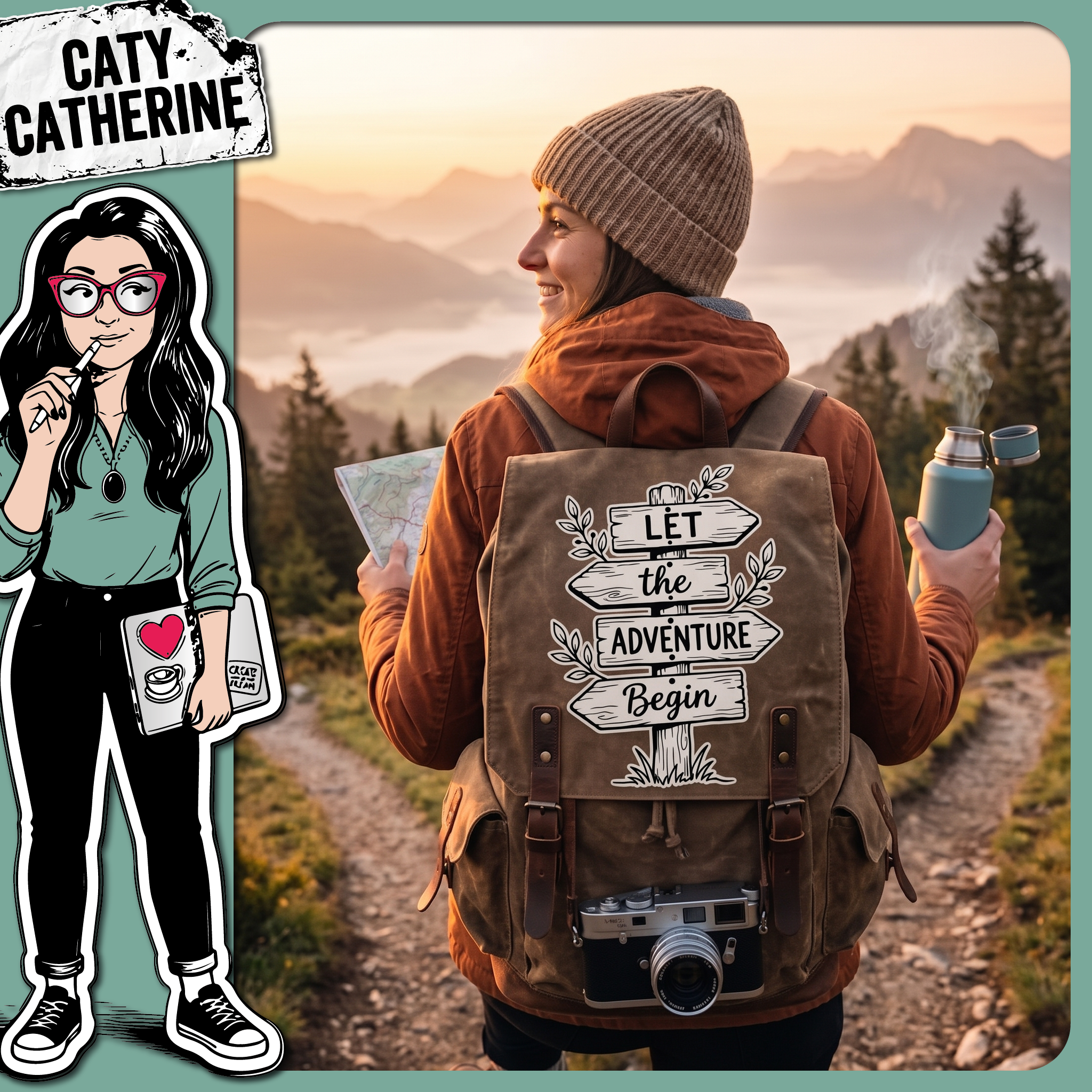 Let The Adventure Begin Wooden Trail Sign – Quotes & Sayings SVG Design by Caty Catherine