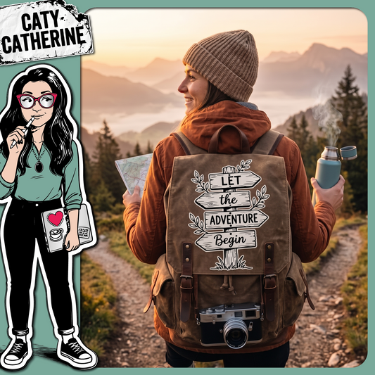Let The Adventure Begin Wooden Trail Sign – Quotes & Sayings SVG Design by Caty Catherine