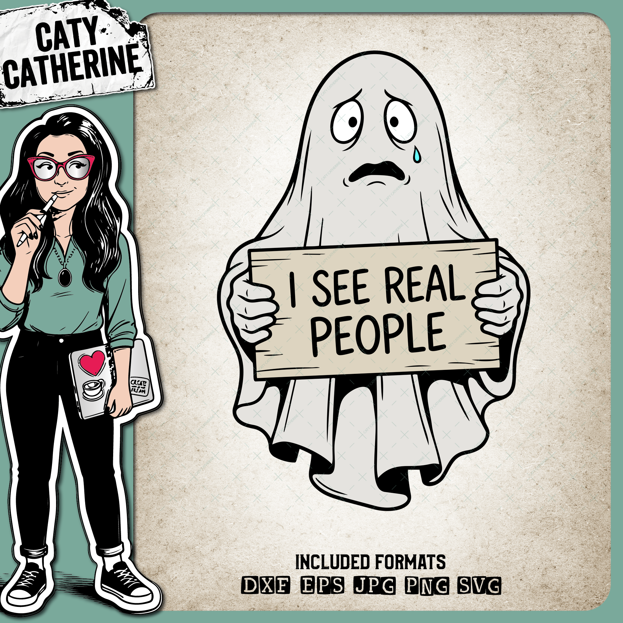I See Real People Funny Ghost – Halloween SVG Design by Caty Catherine