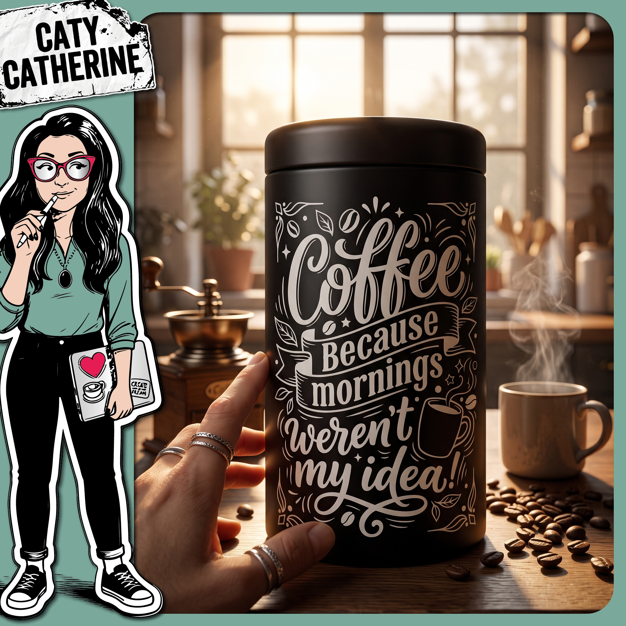 Coffee Because Mornings Aren't My Idea – Food & Drink SVG Design by Caty Catherine
