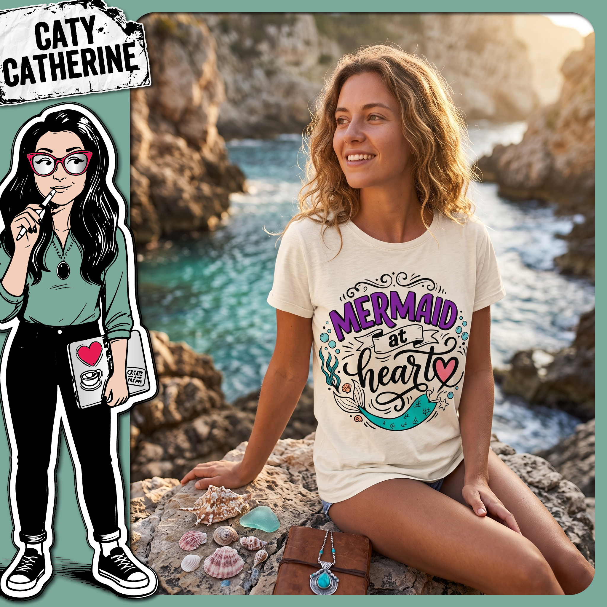Mermaid At Heart – Quotes & Sayings SVG Design by Caty Catherine